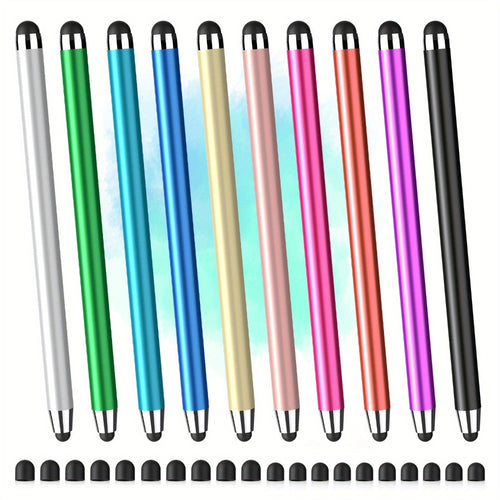 Stylus Pen 10 Pack Universal 2-in-1 Touch Screen Pen Compatible with iPad iPhone Android Samsung Galaxy Tablets Laptops Chromebooks Includes 20 Replacement Tips Back to School Gift for Students – Multicolor
