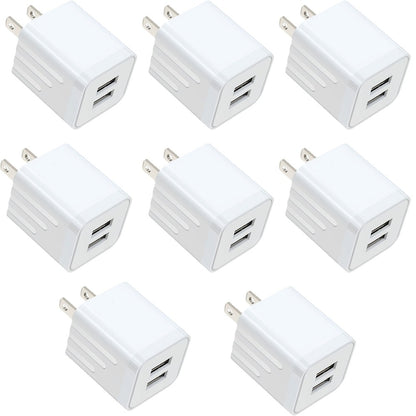 Dual Port USB Wall Charger 2.1A – JOZASHON 5V Cube Power Adapter Charging Block Brick for iPhone 16 15 14 13 12 11 Pro Max SE XS XR X 8 7 6 Plus, Samsung Galaxy, Android Phones (3-8 Pack)