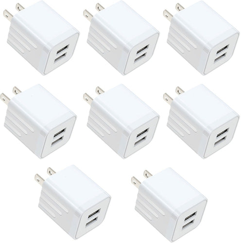 Dual Port USB Wall Charger 2.1A – JOZASHON 5V Cube Power Adapter Charging Block Brick for iPhone 16 15 14 13 12 11 Pro Max SE XS XR X 8 7 6 Plus, Samsung Galaxy, Android Phones (3-8 Pack)