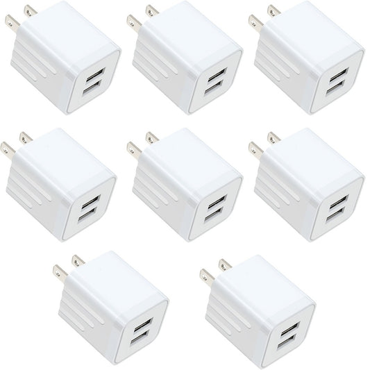 Dual Port USB Wall Charger 2.1A – JOZASHON 5V Cube Power Adapter Charging Block Brick for iPhone 16 15 14 13 12 11 Pro Max SE XS XR X 8 7 6 Plus, Samsung Galaxy, Android Phones (3-8 Pack)