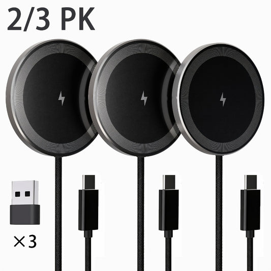 Ultra Slim Magnetic Wireless Charging Pad 15W Multi-Pack – 2-Pack & 3-Pack Value Set for iPhone 17 Air 16 15 14 13 12 11 Pro Max & AirPods 4 3 2 Pro | 0.6cm Thin 65g Portable Travel Charger | White Black