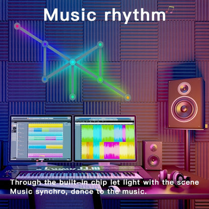 Modular LED Atmosphere Light 9pcs Starry Sky RGB – Freely Splicing, Music Sync, App & Voice Control | Gaming Room, Esports, Bedroom & Streaming Wall Decor Ambient Light