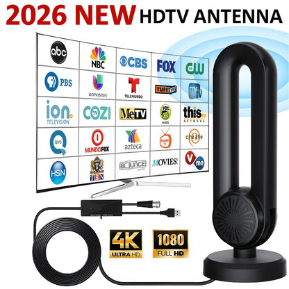 Long Range 250 Mile TV Antenna 4K 1080P – USB Powered, 180° Rotatable, Magnetic Base, Indoor & Outdoor, Smart & Legacy TVs, Home Car RV, HDTV-09 MAX