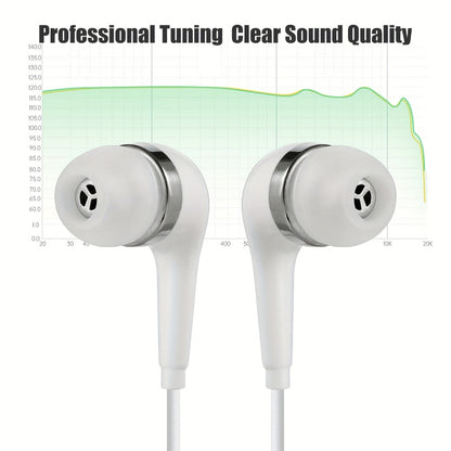 10 Pack Wired Earphones 3.5mm Bulk In-Ear Headphones Built-in Mic Volume Control Universal Compatible Samsung Huawei Xiaomi Android School Classroom Office Wholesale White