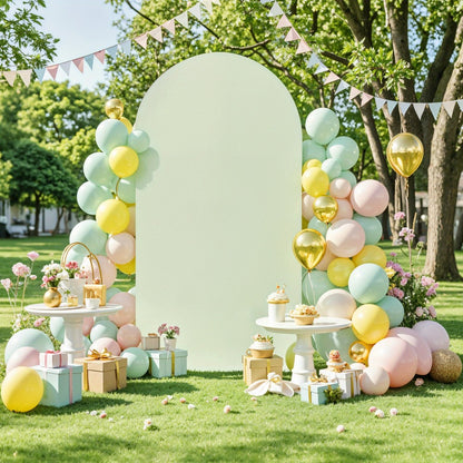 Wedding Arch Cover 2pcs Stretchable Wrinkle-Free Polyester Tight-Fit Arch Banner Covers with Zipper for Wedding Ceremony Birthday Gender Reveal Bridal Shower Graduation Party Decor