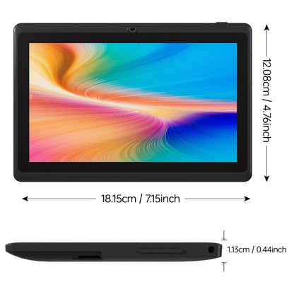 7 Inch Android 12 Tablet, 4GB RAM 32GB ROM, Quad-Core IPS HD Display, 4000mAh Battery, 2MP+5MP Dual Camera, Type-C Charging – Compact Portable Tablet for Kids & Adults, Black