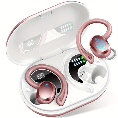 48H Wireless Sport Earbuds Q38 Bluetooth 5.3 with 14.2mm Driver Stereo Sound – Earhook Noise Cancelling Mic Over-Ear Headset for Workout Running Gym Outdoor Sports