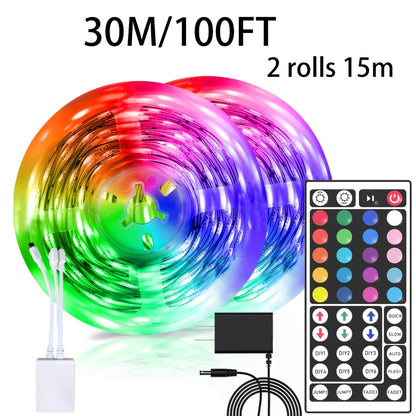 LED Strip Lights RGB 50ft 100ft – Smart Color Changing Light Strip Remote Control Stepless Dimming Music Sync for Bedroom TV Backlight Living Room Stairs Party Christmas Halloween Decor
