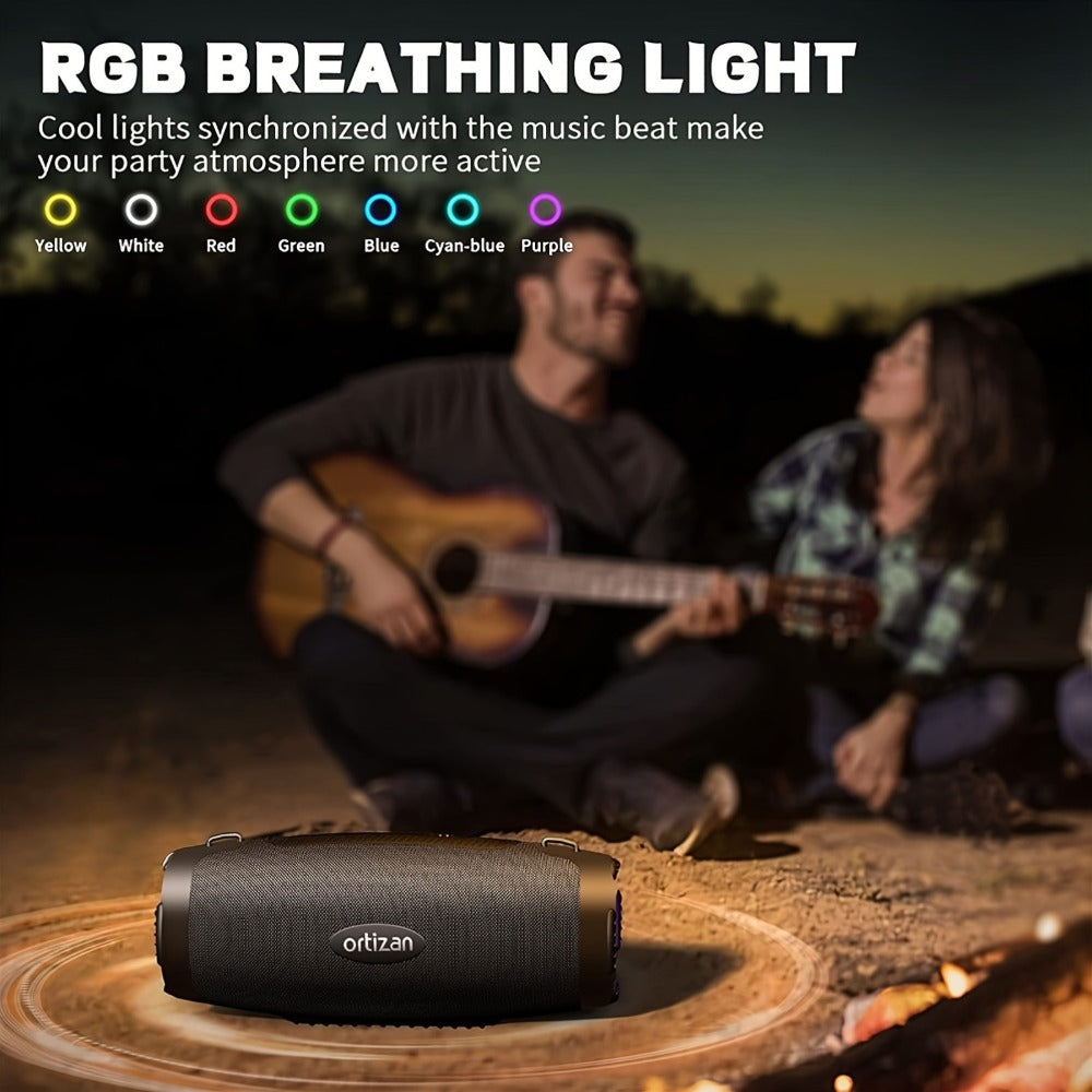 100W Portable Bluetooth Boombox Speaker IPX7 Waterproof with Deep Bass Subwoofer, 12H Playtime, EQ, USB Playback & LED Lights for Outdoor Party, Camping, Beach — Great Gift for Men & Women