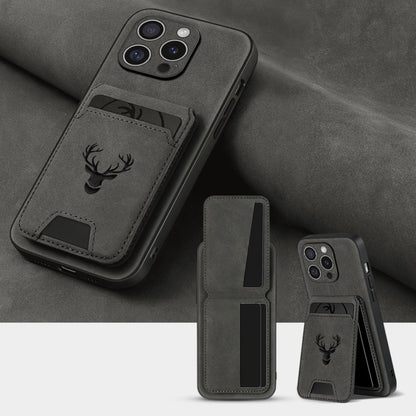 Wallet Phone Case for iPhone 16 Pro Max 16 Pro 16 Plus 16 15 14 13 12 11 Series Luxury PU Leather Flip Cover Card Holder Kickstand Magnetic Closure Moose Design – Men Women Gift