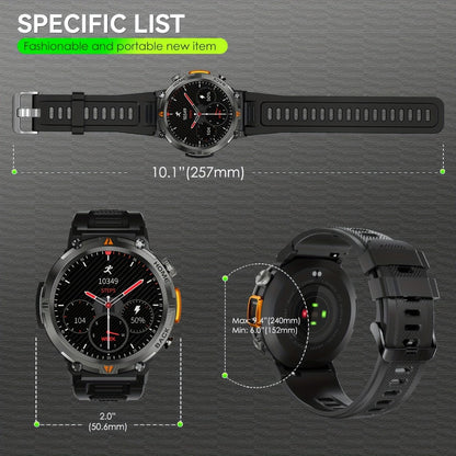 Men's Smartwatch with Bluetooth Calling & Message Notifications, 1.45" HD Touch Screen, IPX8 Waterproof, Step Counter, 300mAh 5-7 Day Battery, Steel & Silicone Strap – Smart Watch Compatible with iPhone & Android
