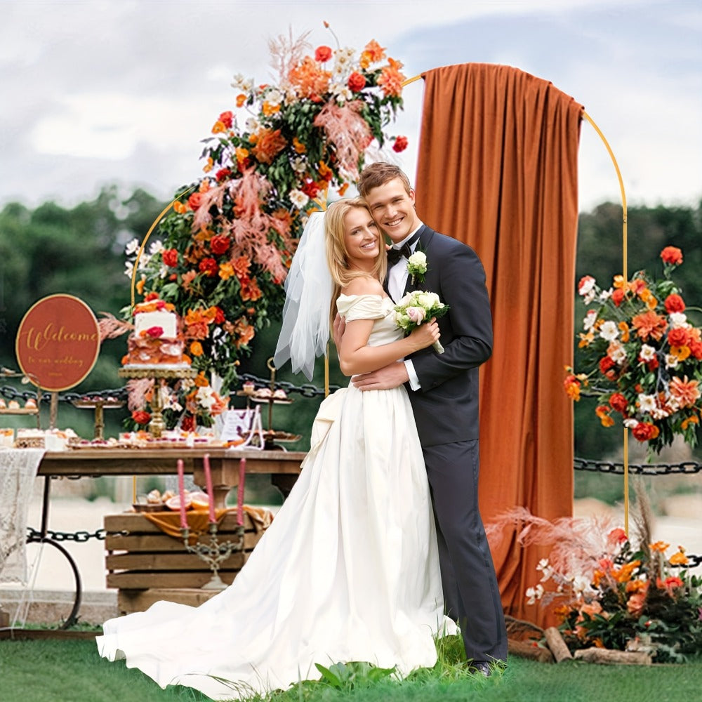 Golden Metal Wedding Arch Backdrop Stand Set of 2 (7.2FT & 6FT) | Balloon Arch Frame for Wedding Ceremony, Birthday Party, Baby Shower, Graduation & Holiday Event Decoration