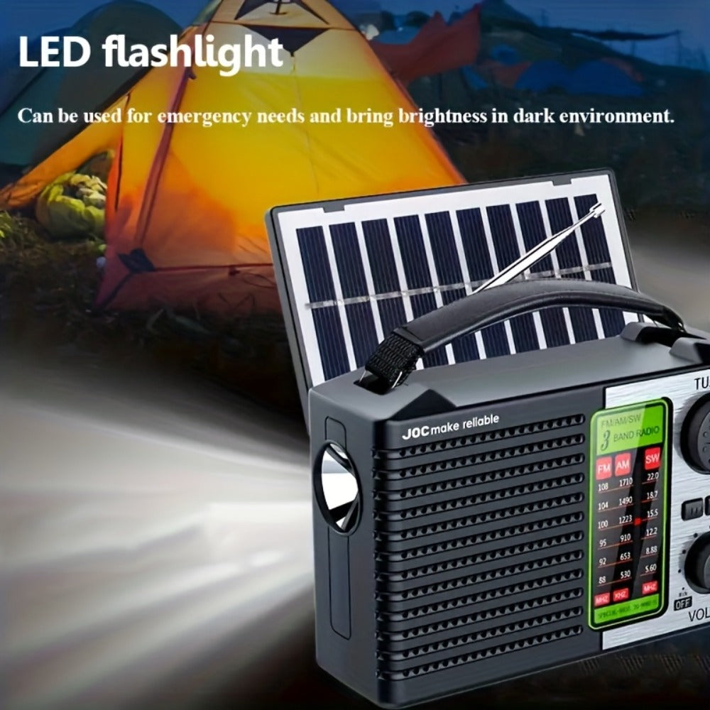 Portable Retro Radio Speaker with MP3 Player Rechargeable Battery Emergency Weather Radio for Outdoor Camping RV Smartphone Compatible Power Outage Survival