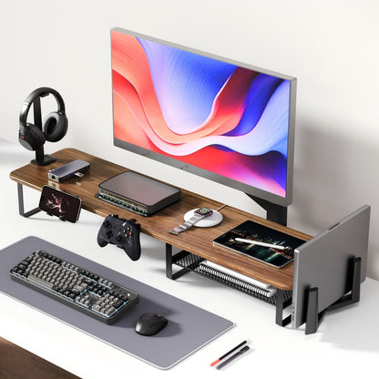 Monitor Stand Organizer with Headset Holder Phone Stand & Game Controller Holder, Versatile Desktop Riser for Computer Monitor Laptop, Gaming & Home Office Desk Organizer
