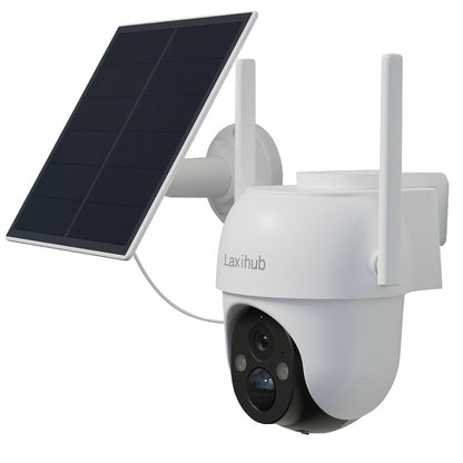 Wire-Free Solar Outdoor Security Camera 3MP PTZ 360° Pan-Tilt, AI Human Detection, Color Night Vision, Two-Way Audio, 2.4G WiFi, Cloud & SD Storage – Laxihub GO2T Wireless Weatherproof Camera