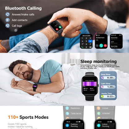 Smart Watch with Remote Photo Control & HD Voice Calling, Large Screen Unisex Smartwatch, Message Notifications, Multiple Sport Modes, Heart Rate Sleep Tracker, Compatible with iPhone & Android – Black Pink Silver Gold 5 Colors