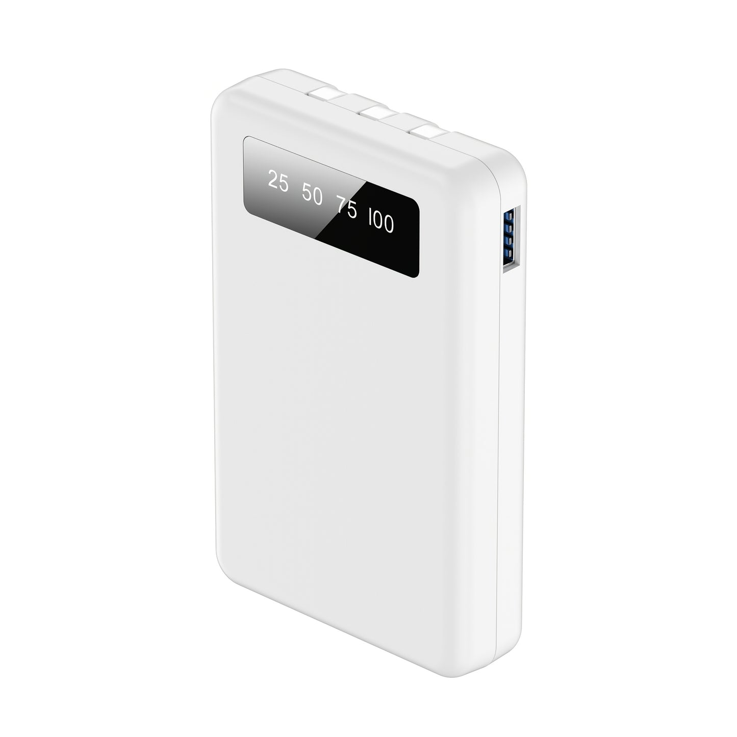 Slim Power Bank 5000mAh / 10000mAh with Built-in USB-C Cable, Charges 4 Devices Simultaneously, LED Indicator – Ultra-Compact Portable Charger for iPhone, Android, Travel, Everyday Carry