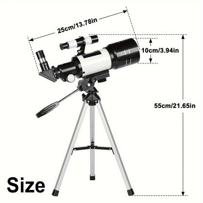 70mm Aperture Telescope 150X for Adults & Kids – Portable Astronomical Telescope with Tripod, Phone Holder, Barlow Lens & Eyepiece, Best Gift for Stargazing, Nature & Education