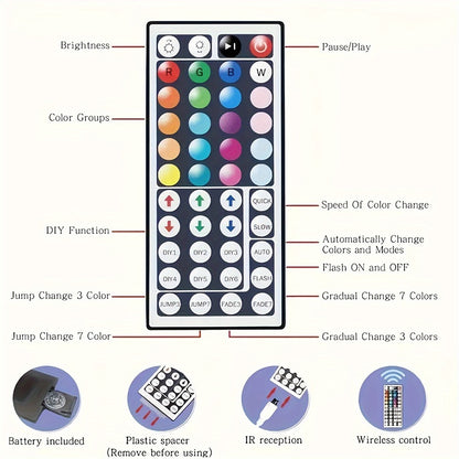 LED Strip Lights 100ft Color Changing with 44-Key Remote & Power Supply – RGB Light Strip for Bedroom Ceiling Living Room Festival Wedding Party Decor 30m