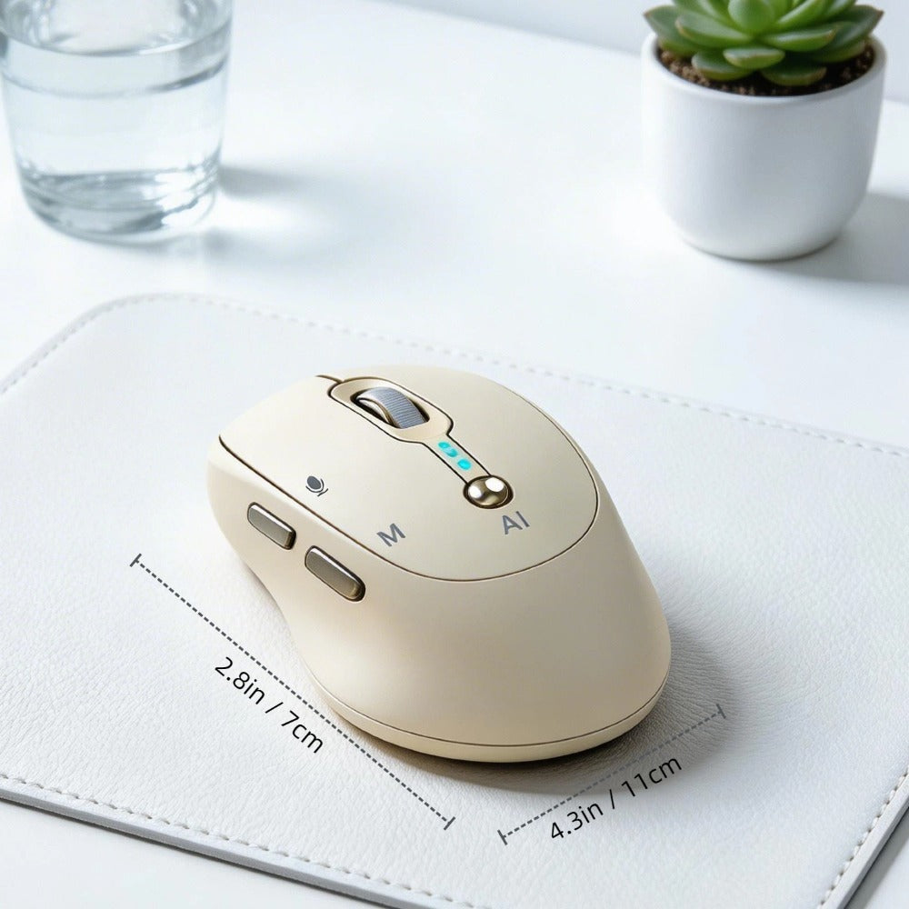 AI Wireless Mouse Voice to Text Real-Time Translation PPT Creation T-WOLF Silent Rechargeable Bluetooth 2.4G Dual Mode Battery Display Laptop PC Mac Windows Android Yellow Pink