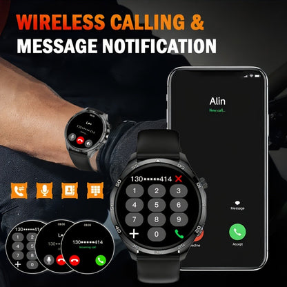 Unisex Smart Watch with Wireless Calling & Remote Camera Control, Fitness Tracker Multiple Sports Modes, Heart Rate Sleep Step Counter, USB Charging Silicone Strap, Compatible with iPhone & Android – Gift Smart Watch for Men Women