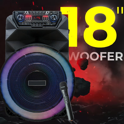 8-Inch Subwoofer Party Speaker 1000W Portable Rechargeable Wireless Bluetooth | Heavy Bass, FM Radio, LED Lights, Remote Control, Built-in Mic, AUX/USB/TF – Outdoor & Indoor Karaoke Boombox
