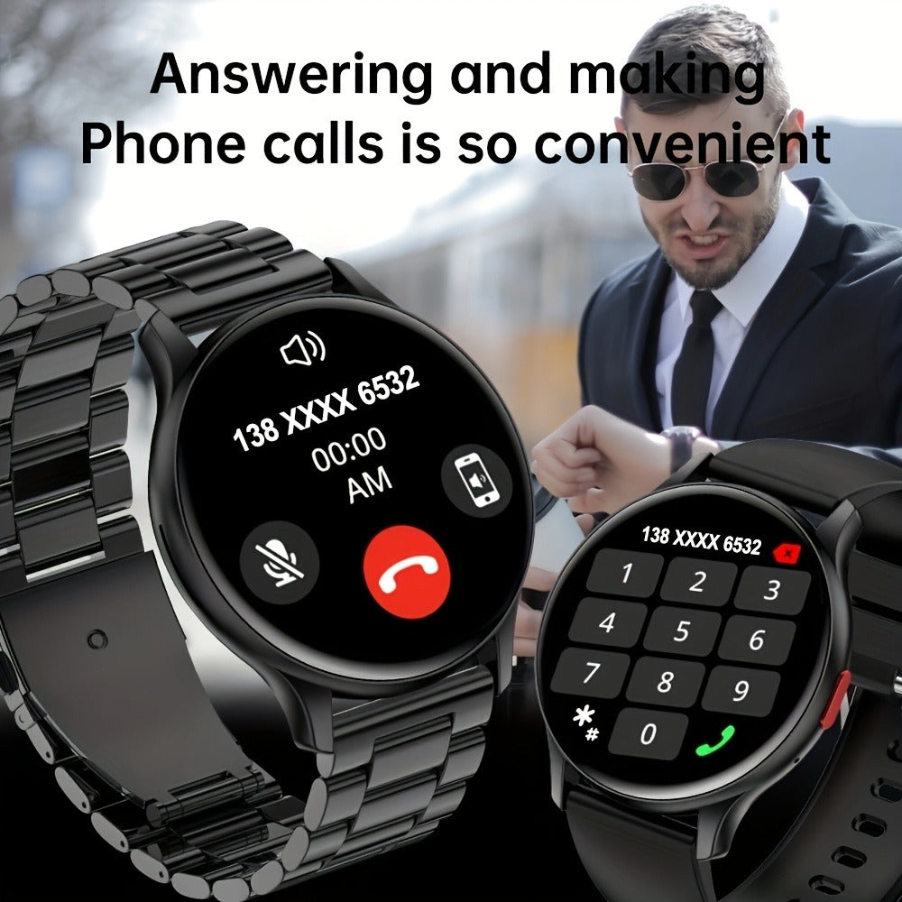 AMOLED Smartwatch for Men SENBONO 1.43" HD Bluetooth Calling, 100+ Sport Modes, DIY Custom Watch Face, Heart Rate Sleep Blood Oxygen Tracker, Long Battery, Black Mesh Steel Band – iOS Android Smart Watch