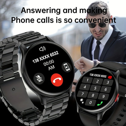 AMOLED Smartwatch for Men SENBONO 1.43" HD Bluetooth Calling, 100+ Sport Modes, DIY Custom Watch Face, Heart Rate Sleep Blood Oxygen Tracker, Long Battery, Black Mesh Steel Band – iOS Android Smart Watch