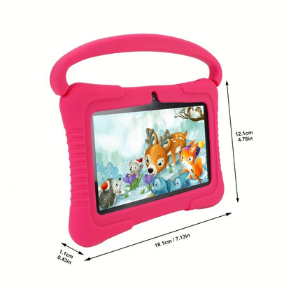 Veidoo Kids Tablet 7 Inch Eye Protection Screen 2GB RAM 32GB ROM Android WiFi Dual Camera Parental Control Educational Games Drop-Proof Silicone Cover Children Learning Tablet Pink Blue