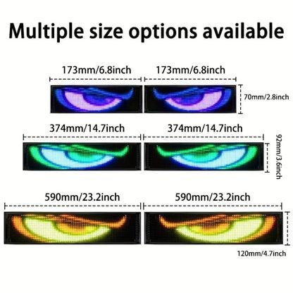 Programmable LED Demon Eyes Sign 2 Pack App Controlled - Synchronized Flashing, Scrolling Text Display, USB Powered for Car, Party, Store Signage, Concert & Gaming Setup (Medium / Large)