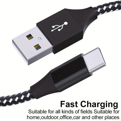 5-Pack USB-C Cable Nylon Braided Fast Charging, Multi-Length 3.3/3.3/6.6/6.6/10ft, Compatible with iPhone 15 16 Pro Max, iPad Pro, Samsung Galaxy Tab S9, Google Pixel, LG, Sony, OnePlus, Black & White