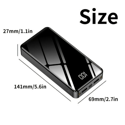 4-Port 100000mAh High Capacity Power Bank 30000mAh 50000mAh 80000mAh, Type-C Fast Charging LED Display Outdoor Emergency Backup Battery Pack for iPhone Android Samsung Tablets – Black Red Available