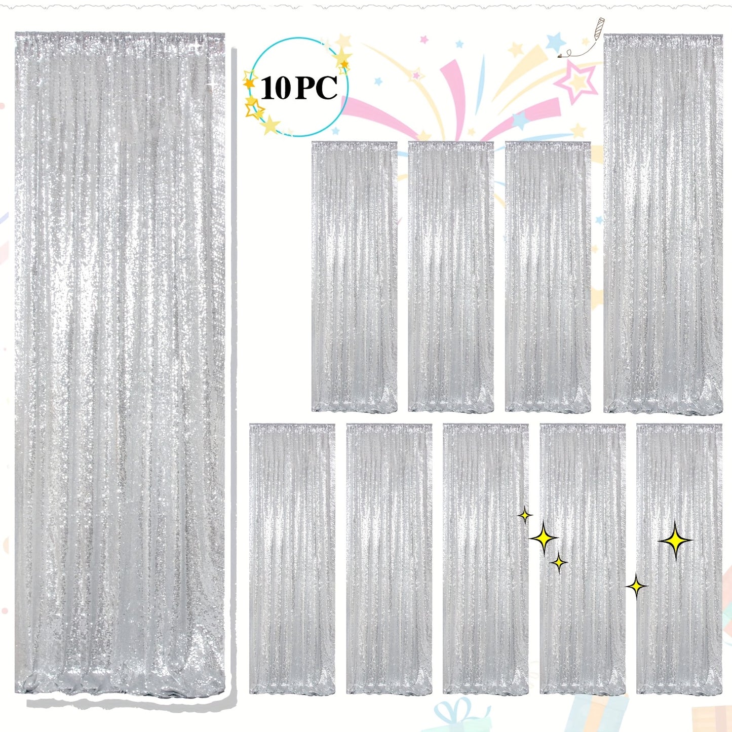 Sequin Backdrop Curtains 2FTx8FT Glitter Photography Background Panels for Party Wedding Birthday Stage Decoration Gold Yellow Shimmer Curtain Set 4 6 10 Panels Available