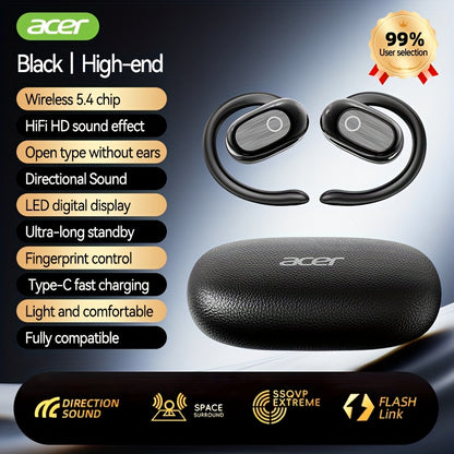 Acer Retro Earhook TWS Earbuds HiFi Deep Bass Low Latency Gaming Wireless Ultra-Long Battery Noise Reduction Touch Control Lightweight Sports Running