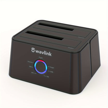 Dual Bay Hard Drive Docking Station USB 3.0 to SATA with Offline Clone Function – Wavlink Tool-Free Dock for 2.5/3.5 Inch HDD SSD, Up to 2x16TB, UASP 5Gbps, Hot Swap, USB-C Adapter Included