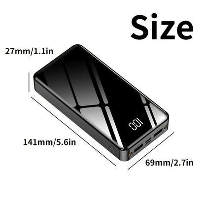 4-Port 100000mAh High Capacity Power Bank 30000mAh 50000mAh 80000mAh, Type-C Fast Charging LED Display Outdoor Emergency Backup Battery Pack for iPhone Android Samsung Tablets – Black Red Available
