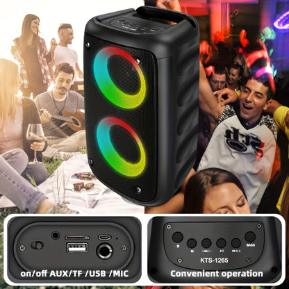 Wireless Bluetooth Speaker with Color LED Lights, MOKiN KTS-1265 Portable Party Speaker, Bass Boost, FM Radio, TF Card, USB, Type-C, Lightweight for Outdoor Travel Home Parties