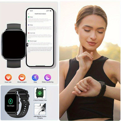 112 Sport Modes Smartwatch 1.91 Inch Large Screen Wireless Calling Calorie Sleep Monitor Heart Rate Blood Oxygen Watch Dial Notifications Multifunctional Fitness Tracker Android iPhone Men Women Holiday Gift Pink Black Blue Purple
