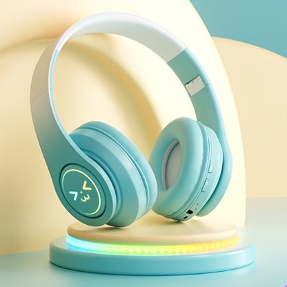 Noise Cancelling Wireless Bluetooth Headphones Over-Ear Bluetooth 5.3 Foldable Portable Headset Built-in Mic Long Battery Life for Studying Gaming Sports Travel Pink Green Blue