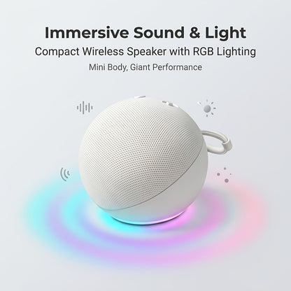 Spherical Bluetooth Speaker with RGB LED Light – Wireless Subwoofer, TWS Stereo Pairing, Portable Base, 360° Surround Sound, Globe Shape Wireless Speaker for Home, Desktop & Holiday Gifts