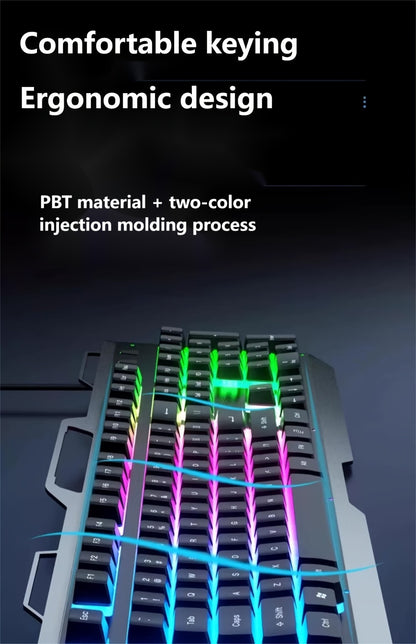 RGB Gaming Keyboard and Mouse Combo Wired USB – Backlit Ergonomic Keyboard & Mouse Set for PC Desktop Laptop Windows, Plug and Play, Universal Compatibility for Gaming & Office