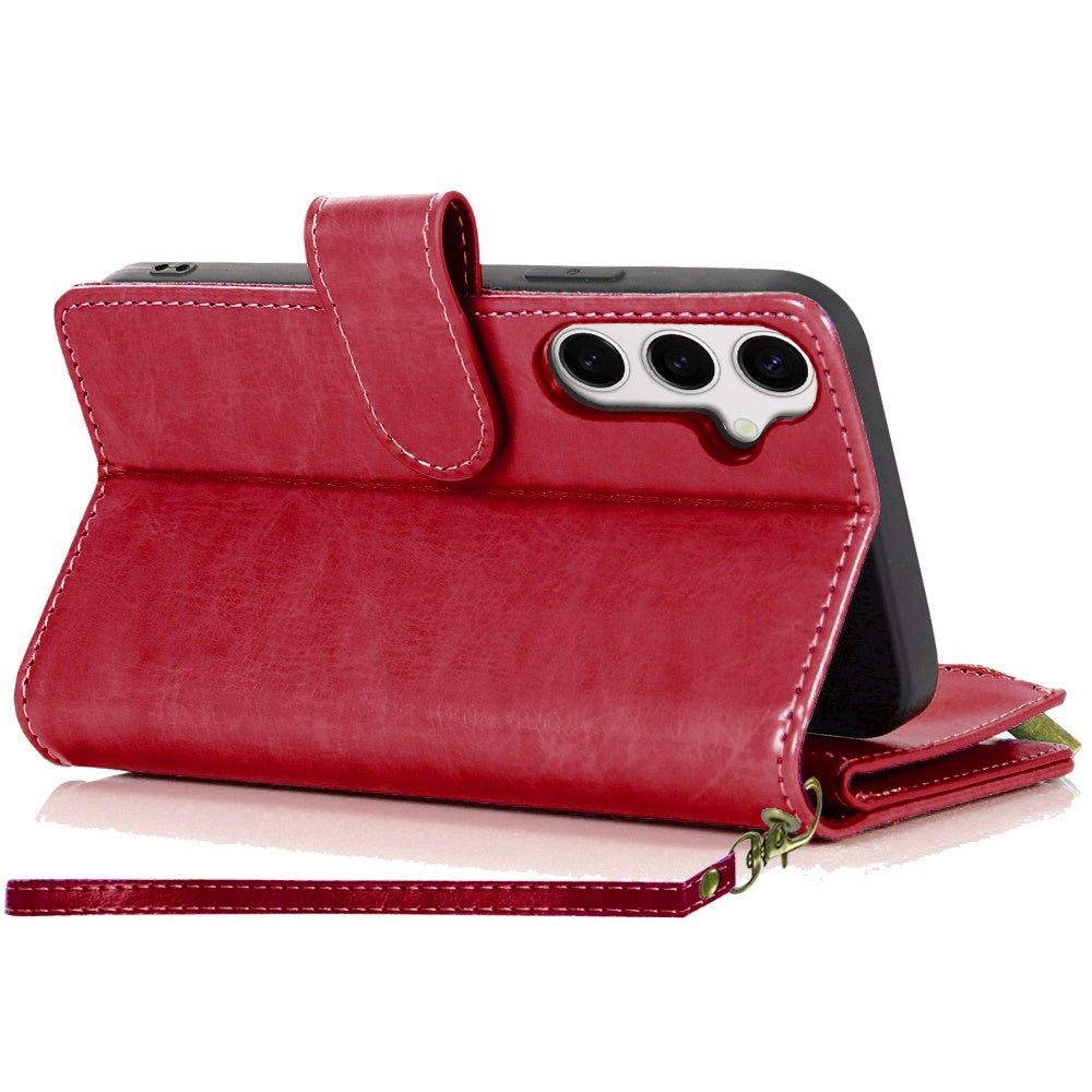 Wallet Case for Samsung Galaxy S25 FE – Luxury Leather Zipper Card Holder ID Window Money Pocket Folio Flip Cover, Slim Protective Phone Case with Card Slots for Galaxy S25 FE Women Men