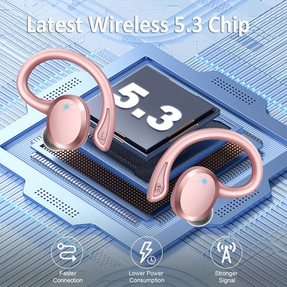 48H Wireless Sport Earbuds Q38 Bluetooth 5.3 with 14.2mm Driver Stereo Sound – Earhook Noise Cancelling Mic Over-Ear Headset for Workout Running Gym Outdoor Sports