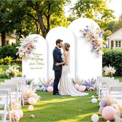 Wedding Arch Cover 6ft Polyester Fitted Round Top Backdrop Cover, Wrinkle-Free Machine Washable, for Wedding Ceremony Birthday Party Gender Reveal Banquet Decoration, 9 Colors Available