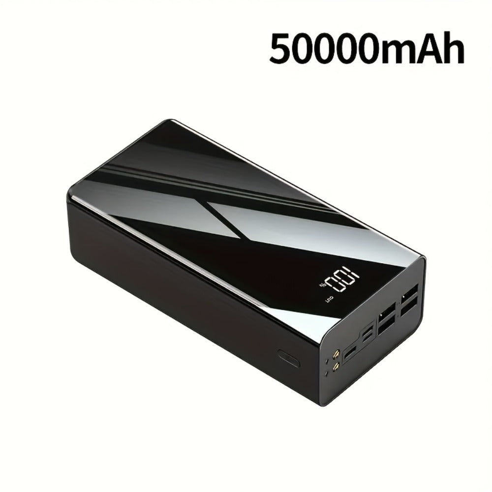 50000mAh High Capacity Power Bank Portable Charger LED Display USB-C Micro USB Fast Charging Multi-Port Emergency Backup Battery for iPhone Android Camping Outdoor Travel Black Red