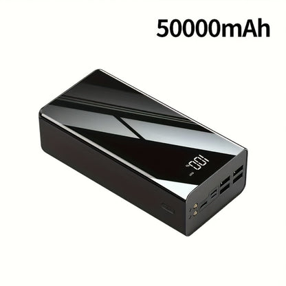 50000mAh High Capacity Power Bank Portable Charger LED Display USB-C Micro USB Fast Charging Multi-Port Emergency Backup Battery for iPhone Android Camping Outdoor Travel Black Red
