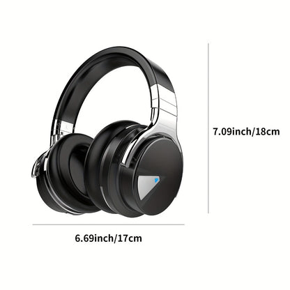 Active Noise Cancelling Over-Ear Headphones MIGHTY ROCK, Wireless Bluetooth 5.2 with 45mm Drivers Deep Bass, 30H Playtime Built-in Mic, Foldable Protein Earpads Headset for Travel Work Study Flight