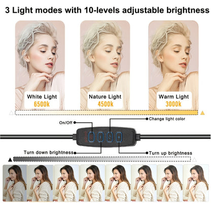 Square Fill Light Kit 10 Inch with Metal Ball Head & 15 Inch Extension Rod, Adjustable Tripod, 3 Color Modes, USB Powered LED Video Lighting for Home Studio, Recording, Live Streaming & Photography