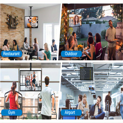 Ceiling TV Mount 37-75 Inch - 360° Swivel & Tilt Adjustable Bracket for Flat & Curved TVs up to 110 lbs, VESA 600x400mm, Stainless Steel, for Home Restaurant Gym