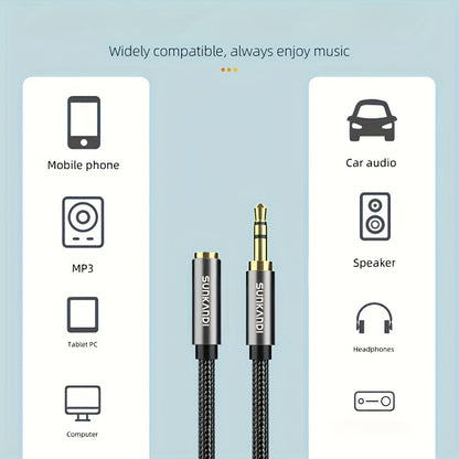 3.5mm TRRS Headphone Extension Cable with Mic Male to Female Stereo Audio Cable for Smartphone PC TV Headphone PS4 Car Audio Speaker Gaming